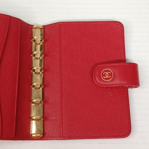 Chanel Caviar leather Ring Agenda Red Wallet Card 185-092025 - Picture 9 of 15